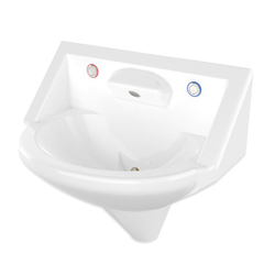 Wallgate Anti-Ligature, Anti-Vandal Solid Surface High Secure Basin 1 Outlet, 2 Piezo Activated - White