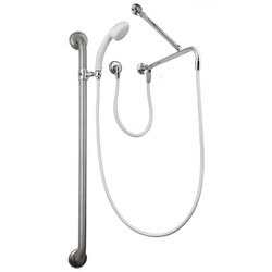 GalvinAssist® Hand Shower Kit with 900 x 32mm SS Hygienic Grab Rail, ClevaCare® Shower - High Wall Outlet