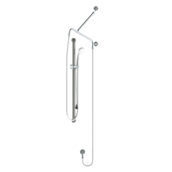 GalvinAssist® Hand Shower Kit with 1000 x 32mm SS Hygienic Grab Rail, ClevaCare® Shower & Pull Rod - Low Wall Outlet